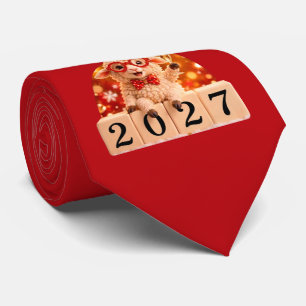 Frohes neues Jahr 2027 Jahr der Ziege Schaf Krawatte
