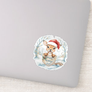 Frohes Neues Jahr 2027 mit Santa Hirsch Aufkleber