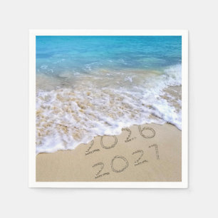 Frohes Neues Jahr 2027 Ocean Beach Serviette