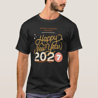 Frohes neues Jahr 2027 Retro-Festtypografie T-Shir T-Shirt