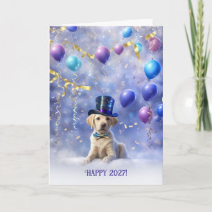 Frohes Neues Jahr 2027 Süßer gelber Labrador Retri Karte