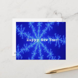 Frohes neues Jahr Abstrakte blaue Schneeflocke Postkarte