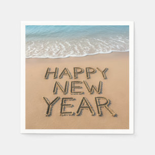 Frohes neues Jahr am Strand Serviette