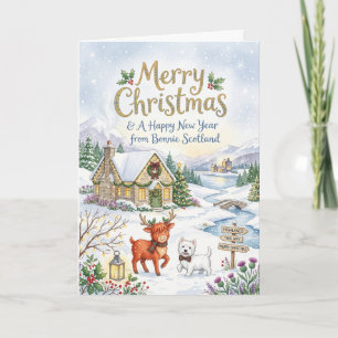 Frohes Neues Jahr aus Schottland Weihnachtskarte Karte
