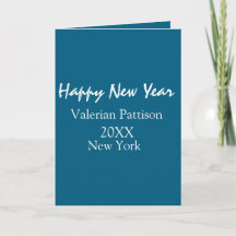 Frohes neues Jahr blau Name Ort Jahr Boho einfach