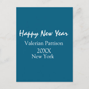 Frohes neues Jahr blau Name Ort Jahr Boho einfach Postkarte