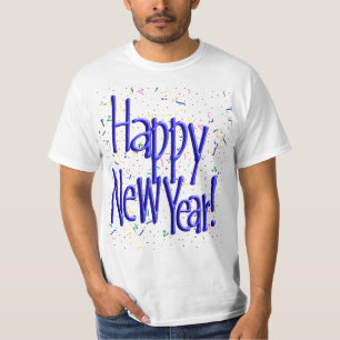 Frohes neues Jahr Blau Text T-Shirt