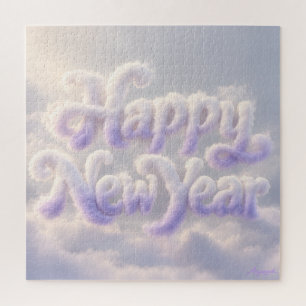 Frohes Neues Jahr Cloud Mist Lettering Druck