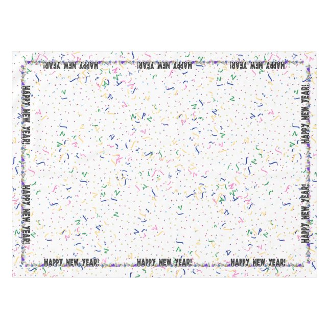 Frohes Neues Jahr - Confetti und Party Hats Tischdecke (Vorderseite (Horizontal))