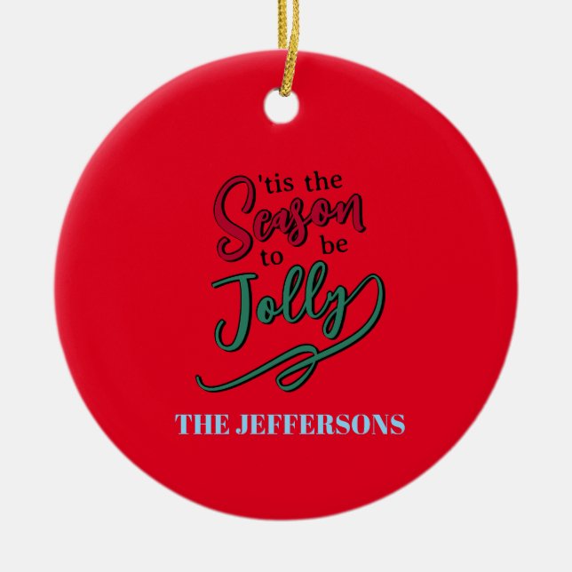 Frohes Neues Jahr Frohe Weihnachten Familie Keramik Ornament (Vorne)