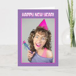 Frohes neues Jahr für jeden 80er Big Hair Funny Fo Feiertagskarte