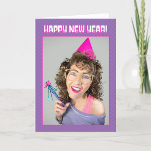 Frohes neues Jahr für jeden 80er Big Hair Funny Fo Feiertagskarte