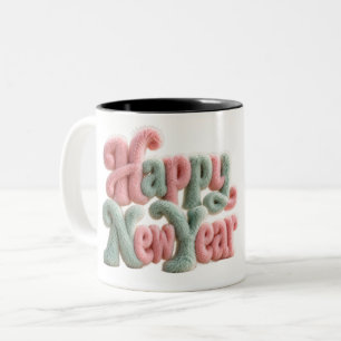 Frohes neues Jahr Fuzzy Plüsch Zweifarbige Tasse