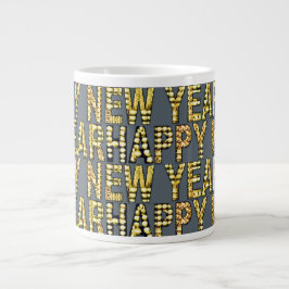 Frohes Neues Jahr Gelb-Gld Jumbo-Tasse