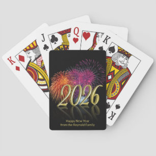 Frohes Neues Jahr Gold 2026 Feuerwerk Spielkarten