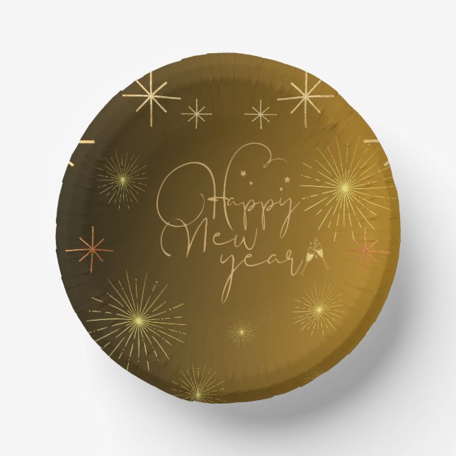 Frohes neues Jahr - Gold Paper Bowl Pappteller (Vorderseite)