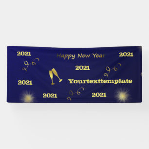 Frohes neues Jahr, goldener Text 2021, personalisi Banner