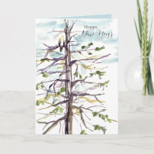 Frohes neues Jahr Habicht Winterbaum Winterhimmel Karte