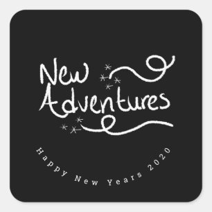 Frohes neues Jahr Handlettering Kreide Geschenk Quadratischer Aufkleber