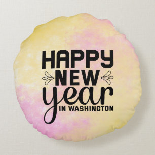 Frohes Neues Jahr in Washington-54688 Rundes Kissen