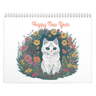 Frohes Neues Jahr Katzenmalbuch Kalender