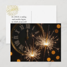 Frohes neues Jahr Knaller auf einer Mitternachtsuh Postkarte