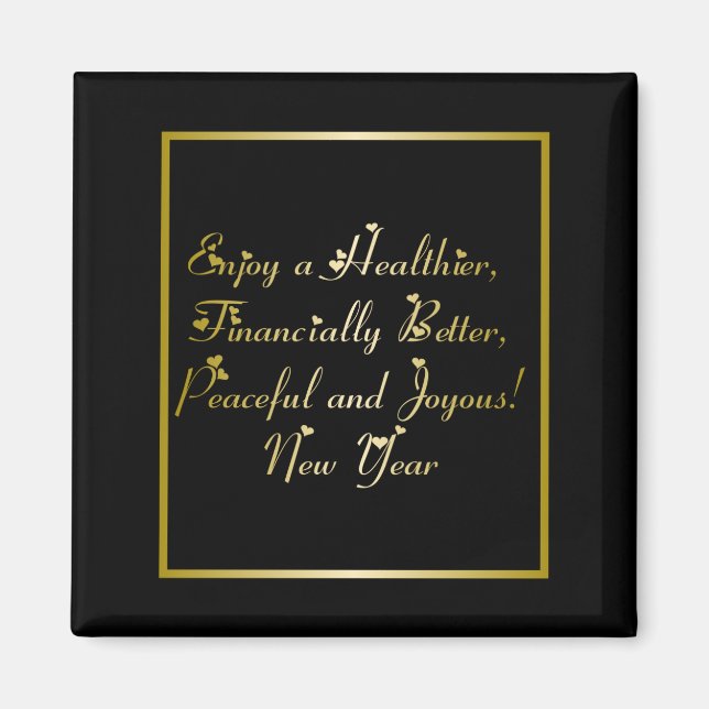 Frohes neues Jahr mit Herzen Magnet (Vorne)