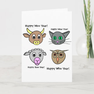 Frohes Neues Jahr, Moo Year! Feiertagskarte