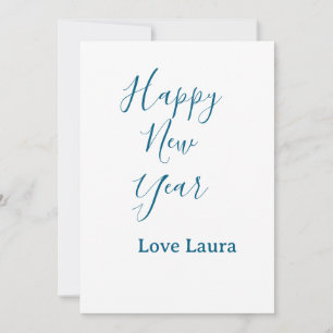 Frohes neues Jahr Name Liebe Blau einfach minimal  Einladung