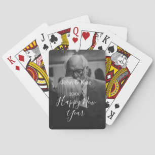 Frohes neues Jahr Paar Foto Name Jahr schwarz weiß Spielkarten