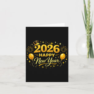 Frohes Neues Jahr Party 2026 Ballon Familie passen Karte
