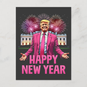 Frohes neues Jahr Silvester Trump Resolution 2025 Feiertagspostkarte