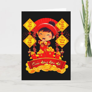 Frohes neues Jahr Tet Vietnamesisches Neujahrsdeko Karte