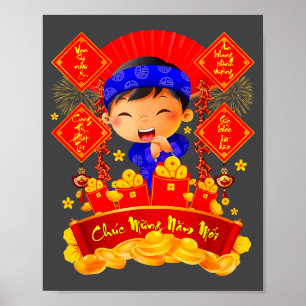 Frohes neues Jahr Tet Vietnamesisches Neujahrsdeko Poster