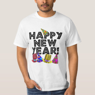Frohes Neues Jahr Text und Partyhüte T-Shirt