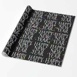 Frohes Neues Jahr über Confetti Geschenkpapier