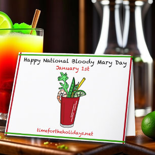 Frohes Neues Jahr und Bloody Mary Day Rezeptkarte Karte
