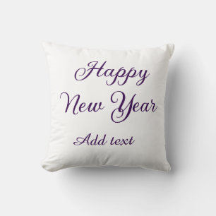 Frohes neues Jahr violette Kalligrafie einfach min Kissen