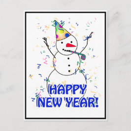 Frohes neues Jahr vom feierlichen Schneemann Feiertagspostkarte