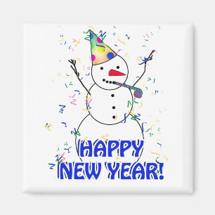 Frohes neues Jahr vom feierlichen Schneemann Magnet