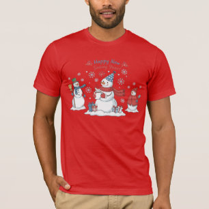 Frohes neues schneereiches Jahr 2026 Schneemänner T-Shirt