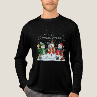 Frohes neues schneereiches Jahr 2026 Schneemänner Tri-Blend Shirt