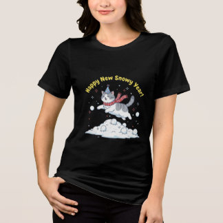 Frohes neues schneereiches Jahr 2026 Süße Katze Wi Tri-Blend Shirt