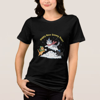 Frohes neues schneereiches Jahr 2026 Süße Katzen W Tri-Blend Shirt