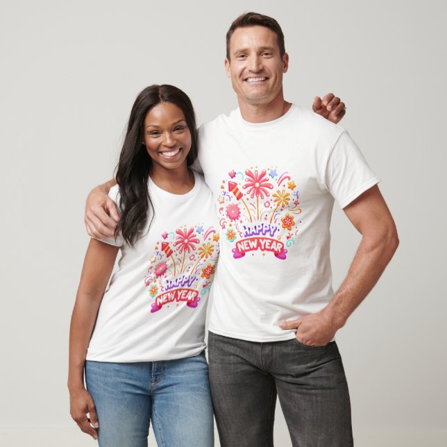 Frohes Neujahr Glitzern T-Shirt (Unisex)
