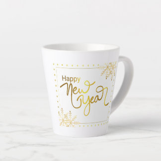 Frohes Neujahr Tasse, Tasse 2023, Gold und Weiße T