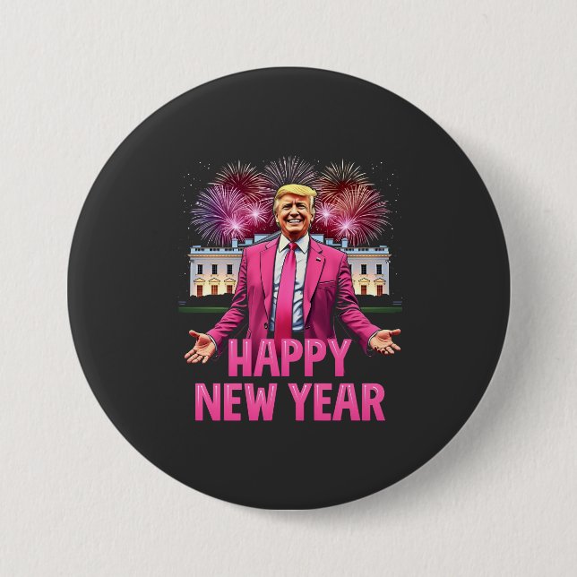 Frohes Neujahr - Trump-Resolution 2025 Button (Vorderseite)