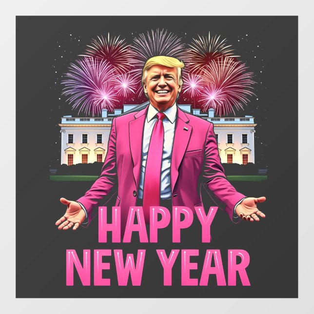 Frohes Neujahr - Trump-Resolution 2025 Fensteraufkleber (Blatt)