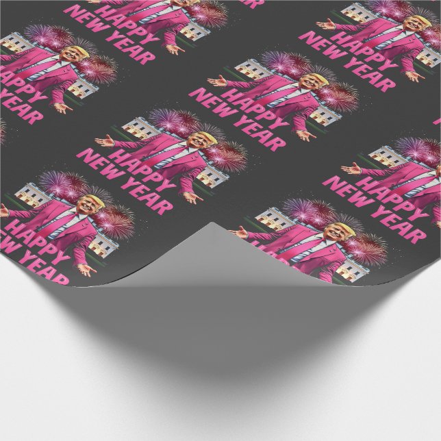Frohes Neujahr - Trump-Resolution 2025 Geschenkpapier (Ecke)