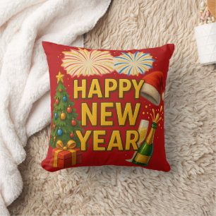 Frohes Neujahrs-Feier-Sticker Kissen